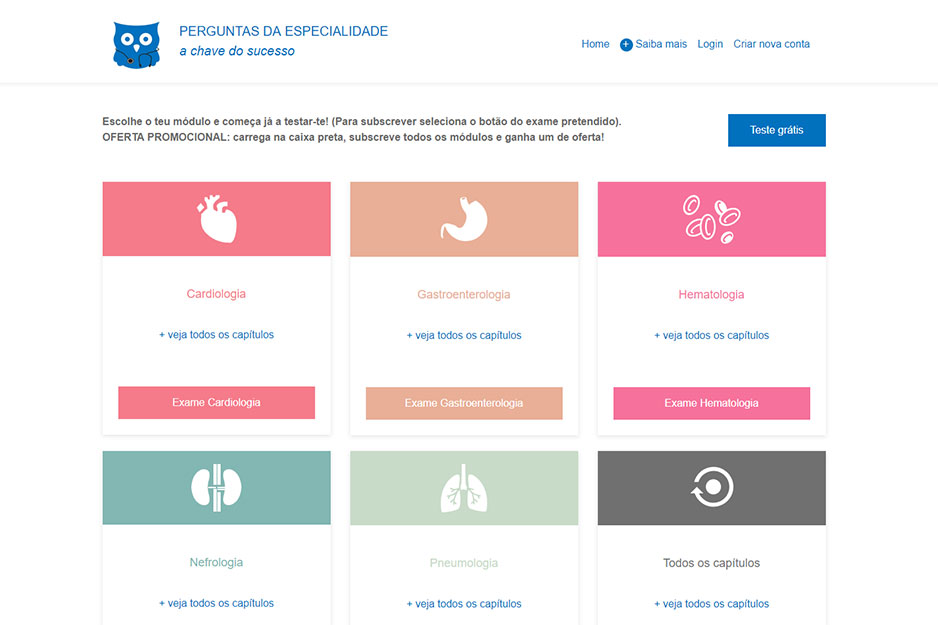 Plataforma de preparação para exames de acesso a especialidades médicas